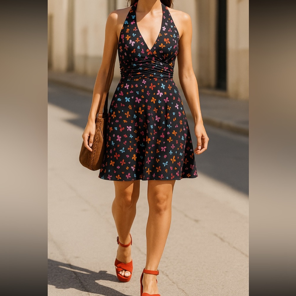 Alago - Vintage Halter Butterfly Dress
